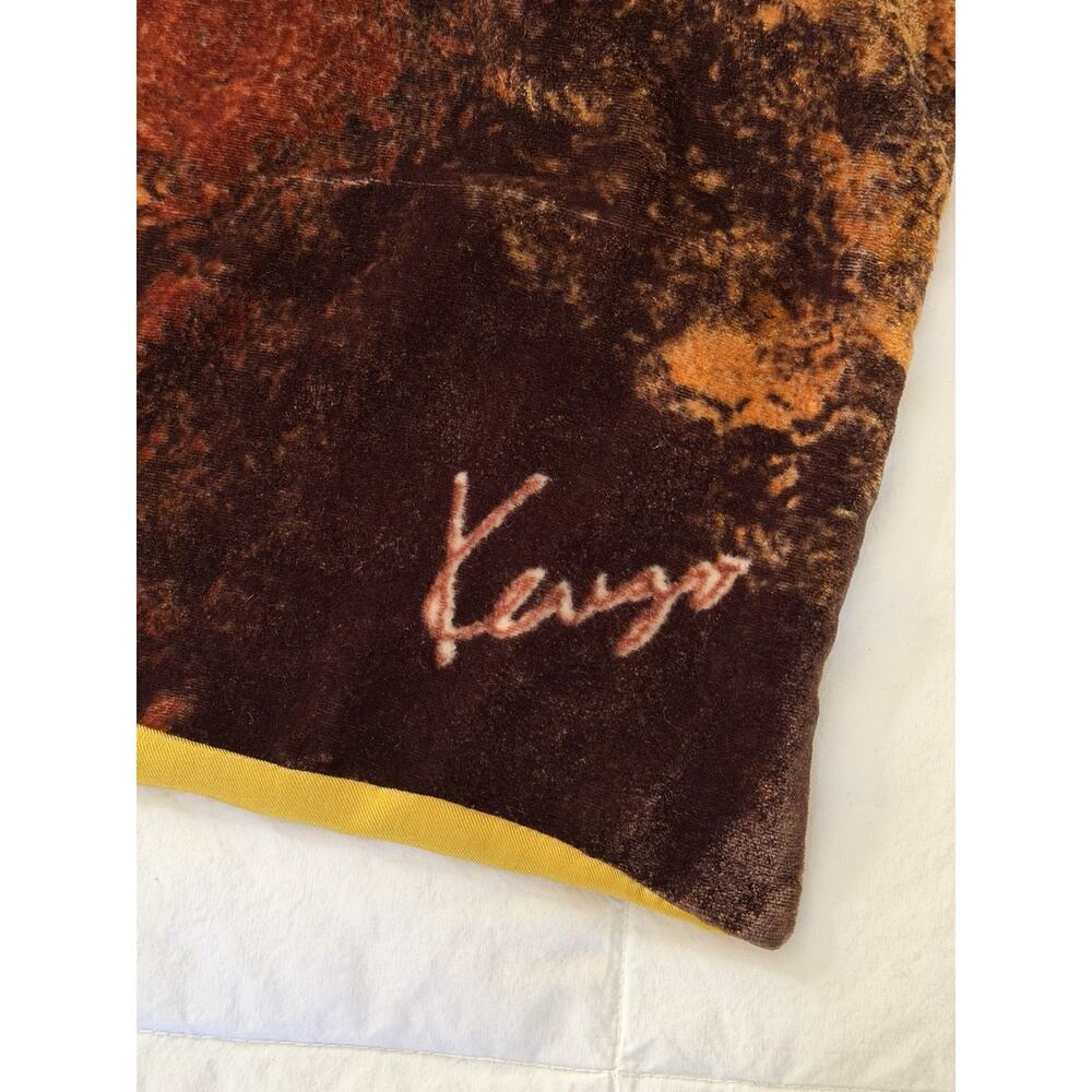 Vintage 90s Y2K Kenzo Scarf Stole Wrap Red Orange Flower Velvet Silk - Picture 6 of 10